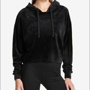 DKNY sport velvet cropped hoodie. Size medium.